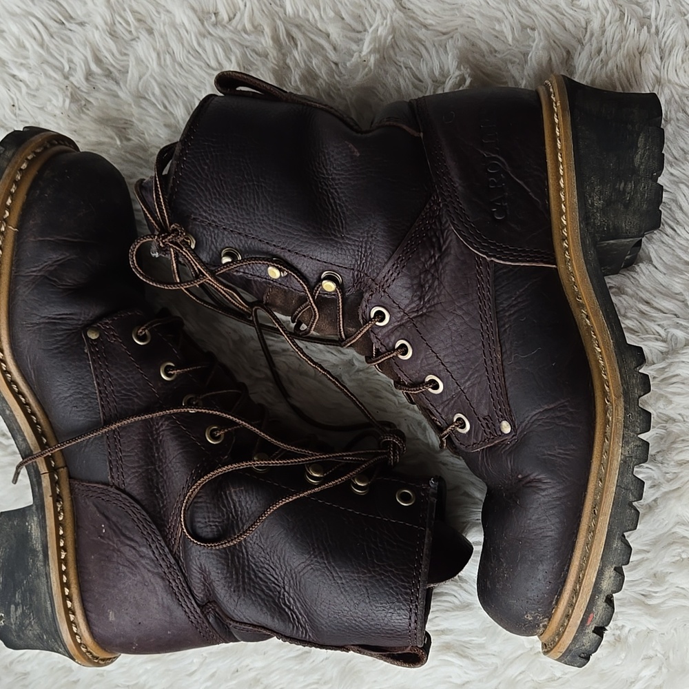 Carolina 8" Elm Waterproof Leather Logger WorkBoots US 9M EH Rated - Picture 2 of 10